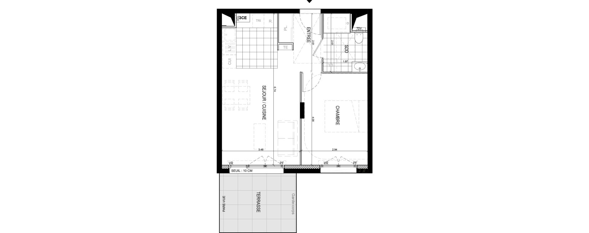 Appartement T2 de 41,68 m2 &agrave; Gif-Sur-Yvette Moulon vatonne centre
