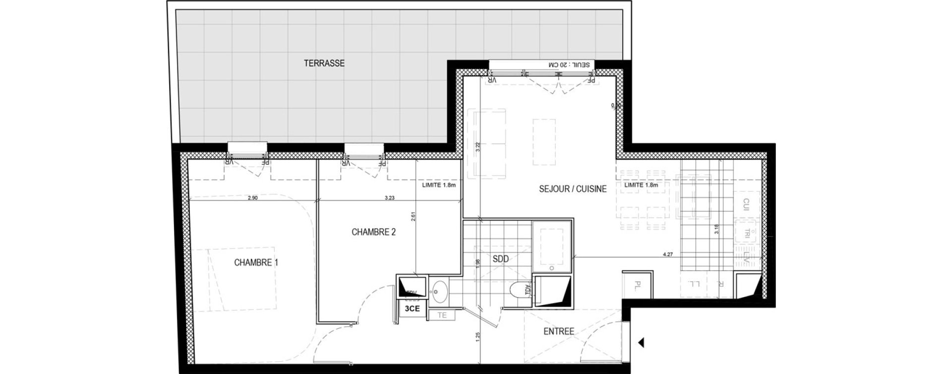 Appartement T3 de 56,13 m2 &agrave; Gif-Sur-Yvette Moulon vatonne centre