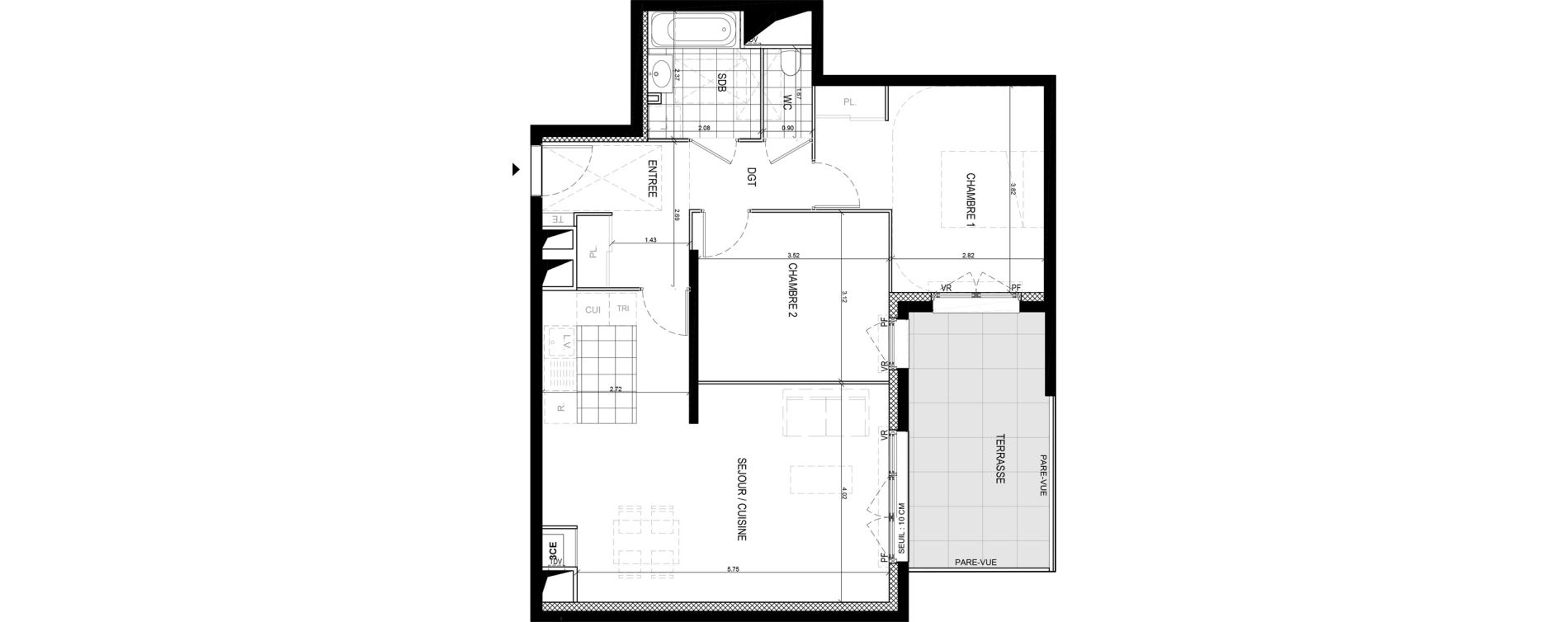Appartement T3 de 70,18 m2 &agrave; Gif-Sur-Yvette Moulon vatonne centre
