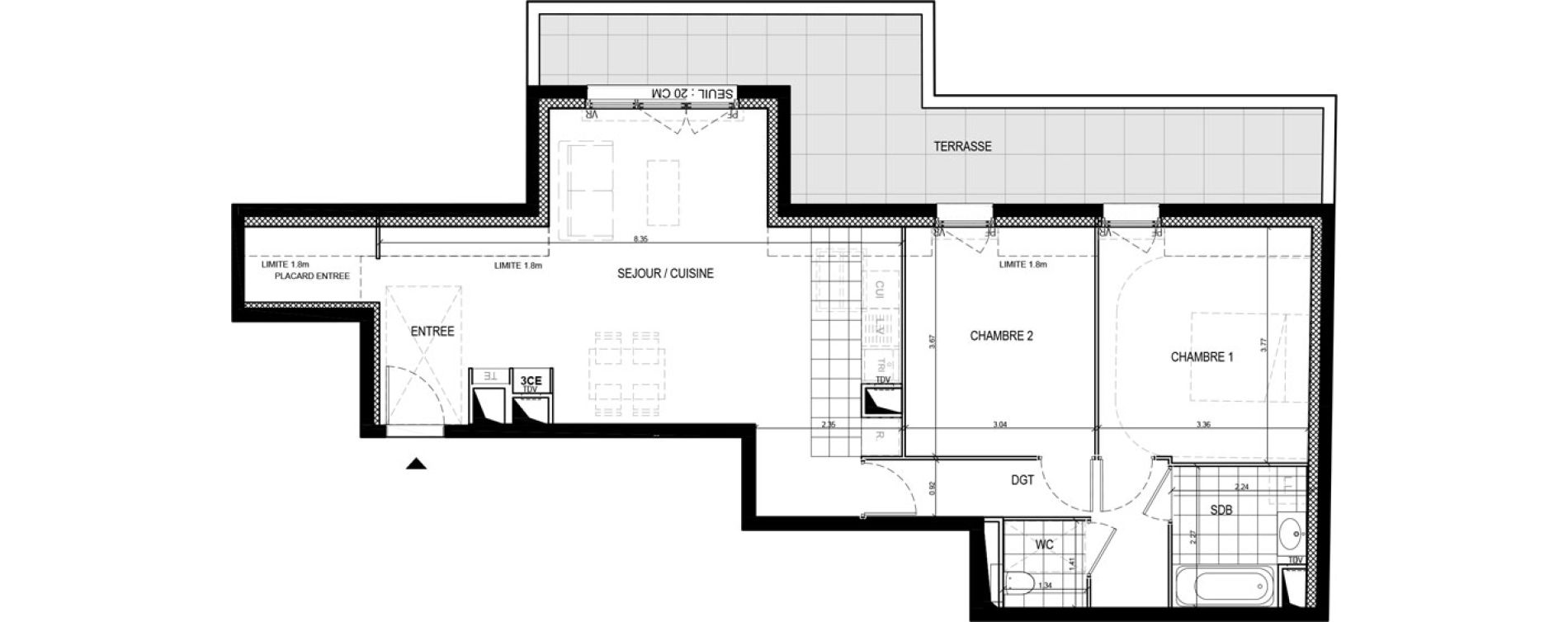 Appartement T3 de 68,40 m2 &agrave; Gif-Sur-Yvette Moulon vatonne centre
