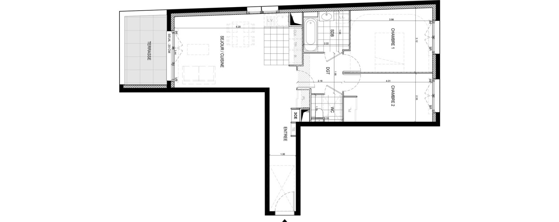 Appartement T3 de 62,15 m2 &agrave; Gif-Sur-Yvette Moulon vatonne centre