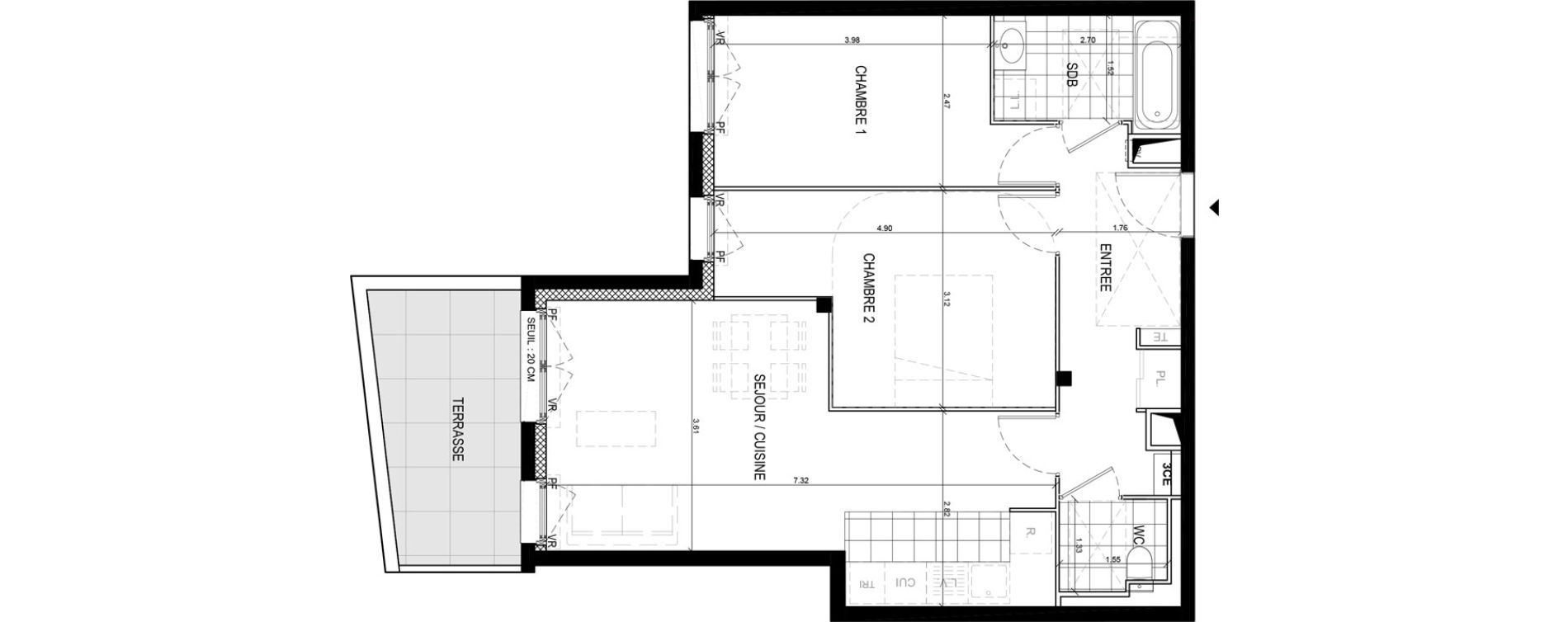 Appartement T3 de 61,49 m2 &agrave; Gif-Sur-Yvette Moulon vatonne centre