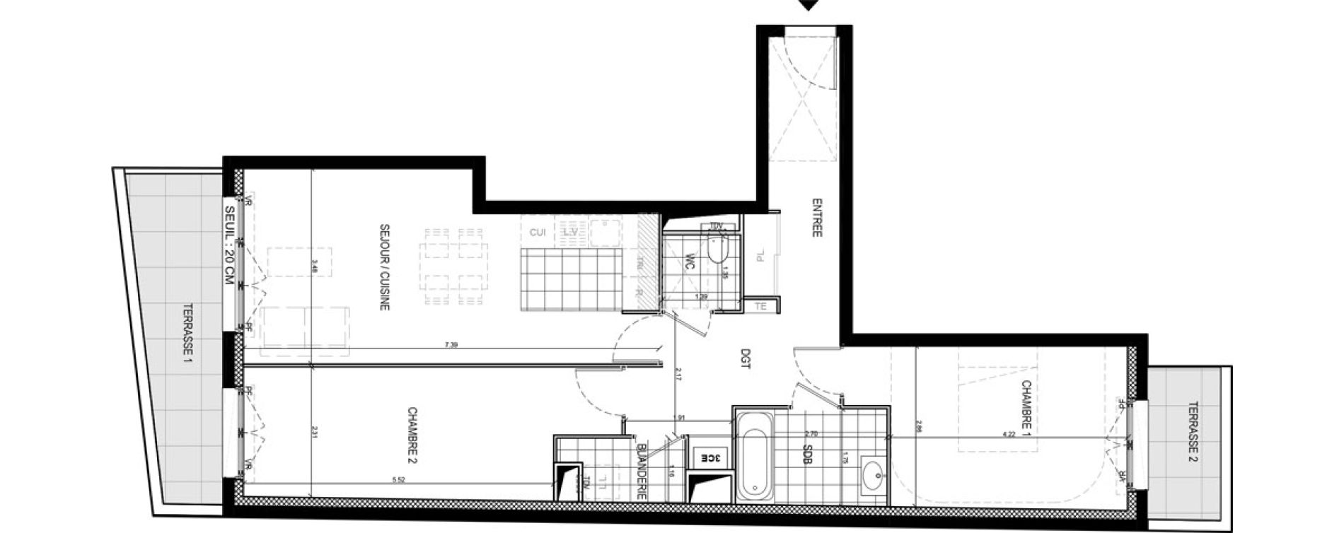 Appartement T3 de 73,64 m2 &agrave; Gif-Sur-Yvette Moulon vatonne centre