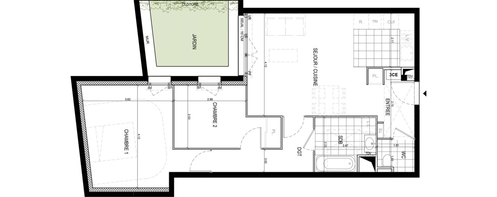 Appartement T3 de 65,15 m2 &agrave; Gif-Sur-Yvette Moulon vatonne centre