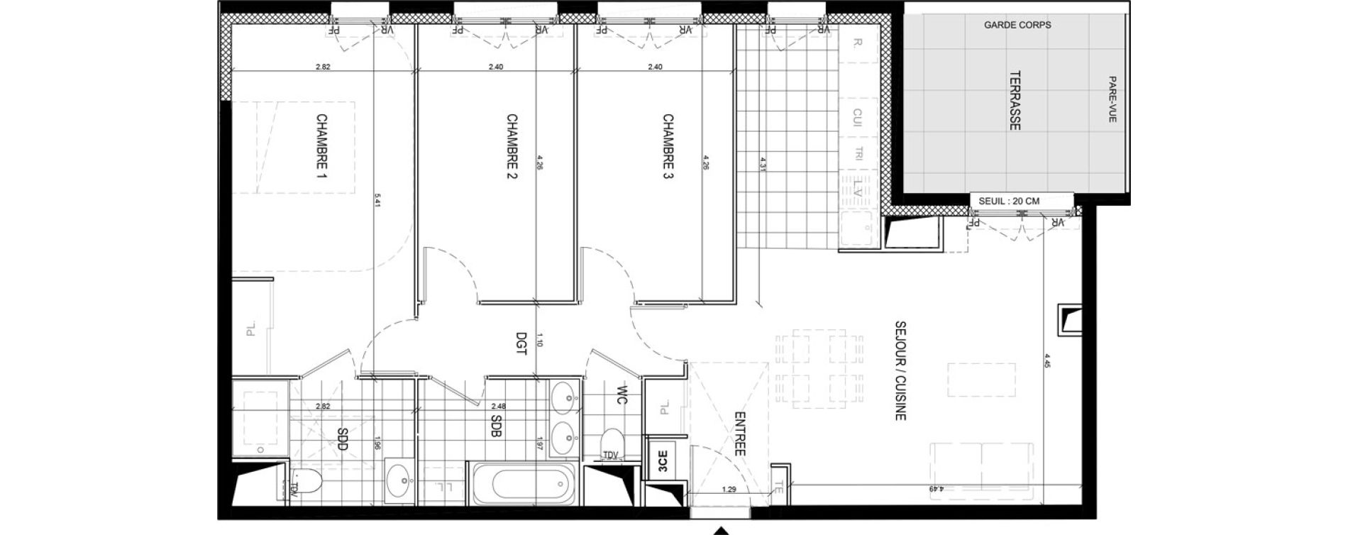 Appartement T4 de 83,44 m2 &agrave; Gif-Sur-Yvette Moulon vatonne centre