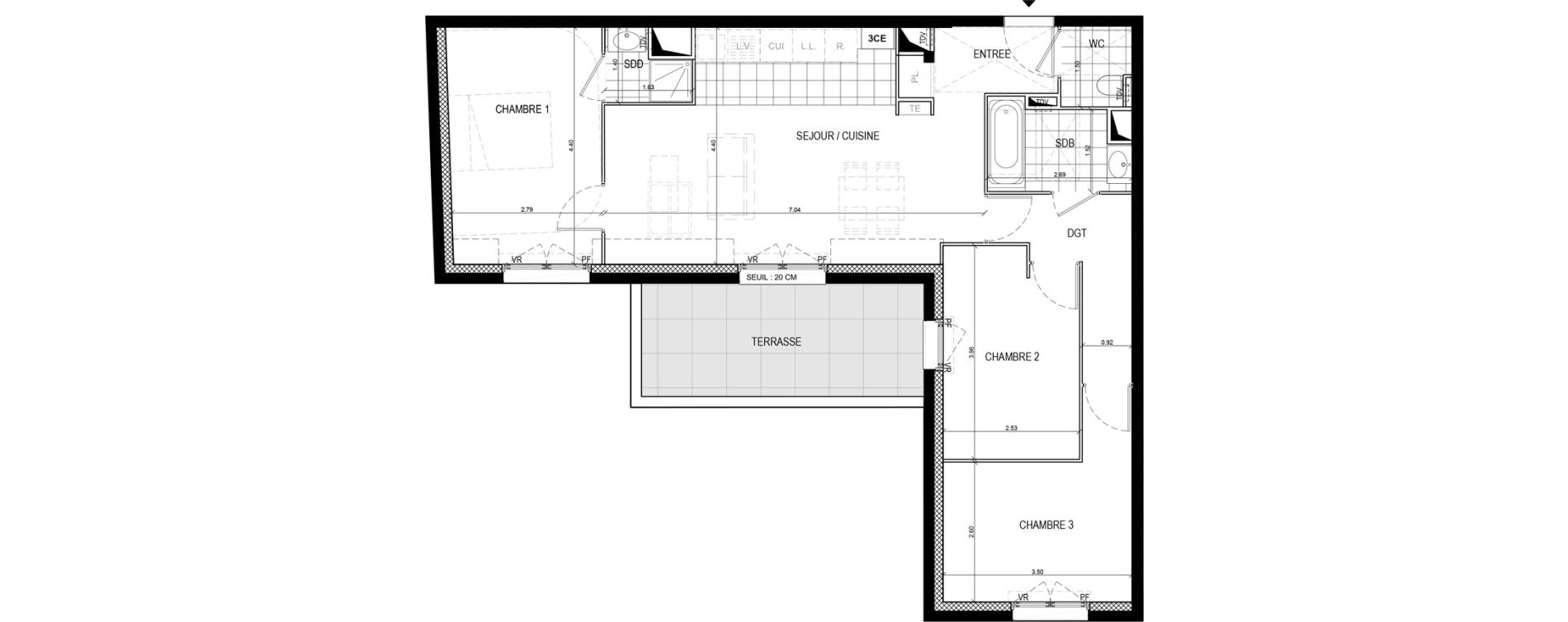 Appartement T4 de 72,06 m2 &agrave; Gif-Sur-Yvette Moulon vatonne centre