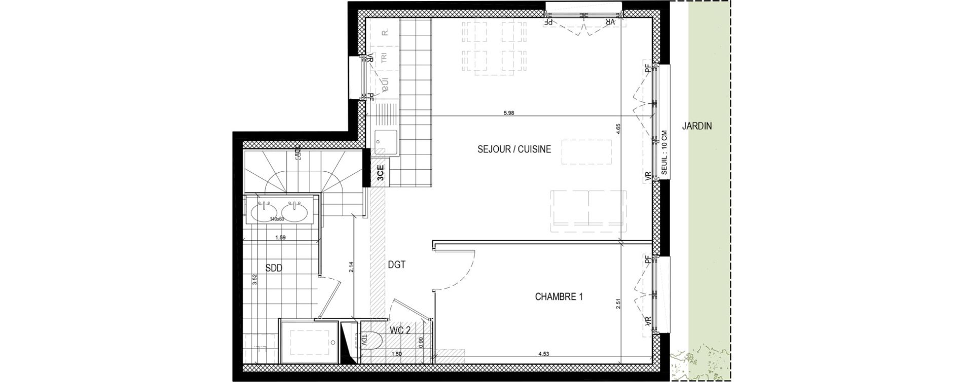 Duplex T5 de 104,29 m2 &agrave; Gif-Sur-Yvette Moulon vatonne centre