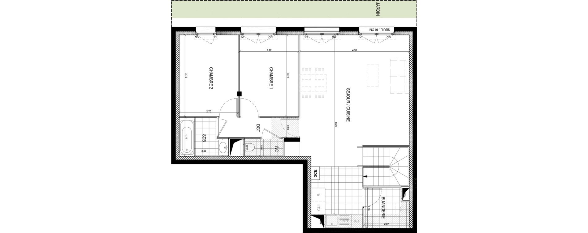 Duplex T5 de 105,48 m2 &agrave; Gif-Sur-Yvette Moulon vatonne centre