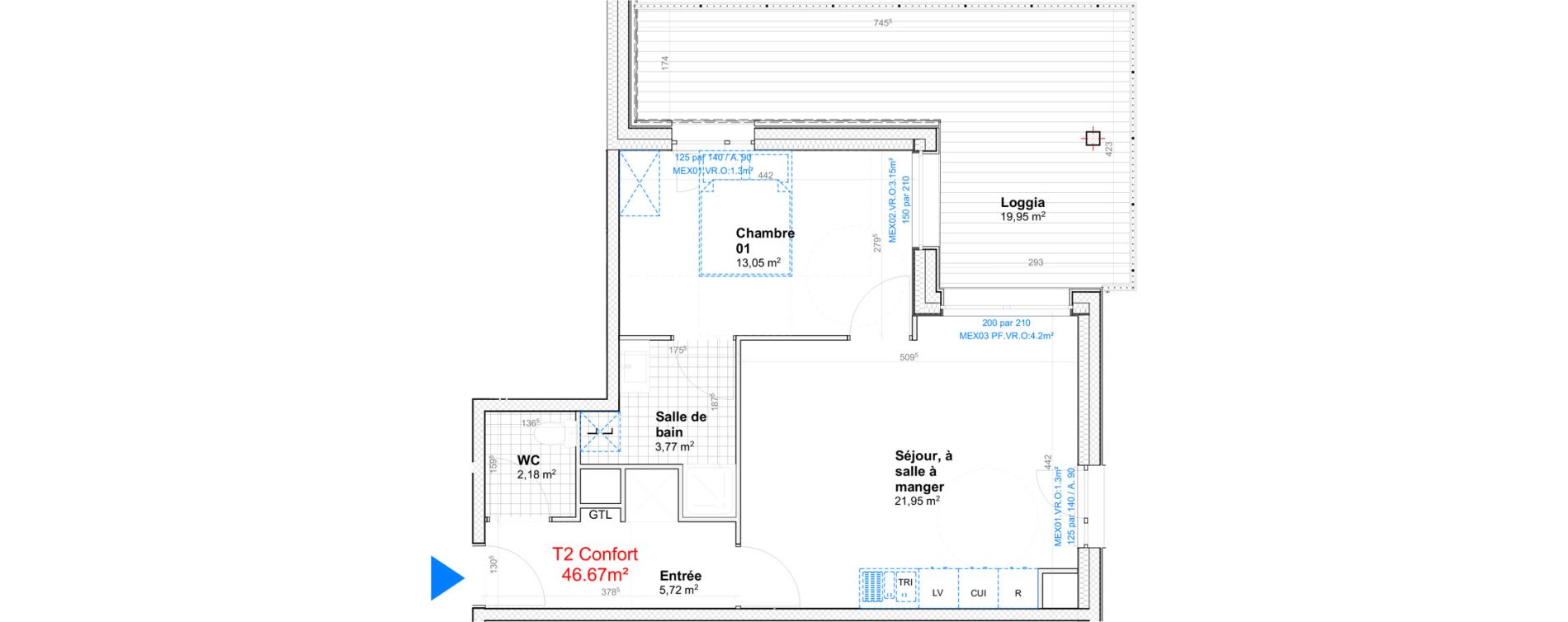 Appartement T2 de 46,67 m2 &agrave; Gif-Sur-Yvette Moulon vatonne centre
