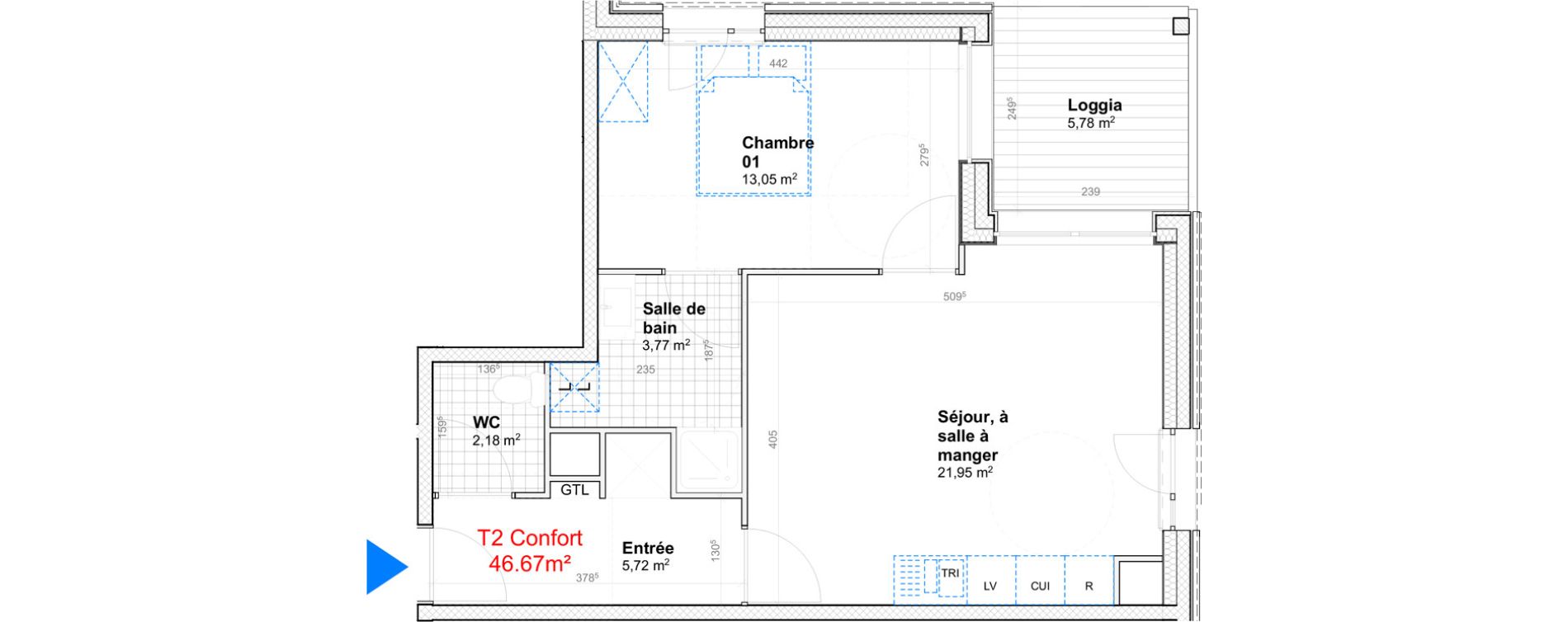 Appartement T2 de 46,67 m2 &agrave; Gif-Sur-Yvette Moulon vatonne centre