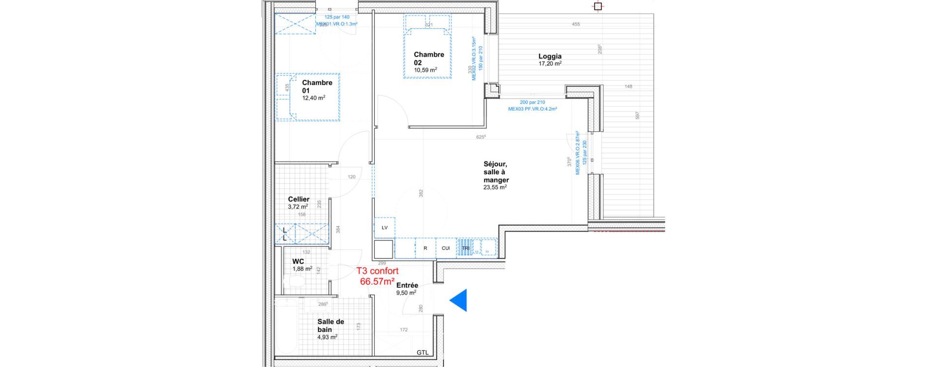 Appartement T3 de 66,57 m2 &agrave; Gif-Sur-Yvette Moulon vatonne centre