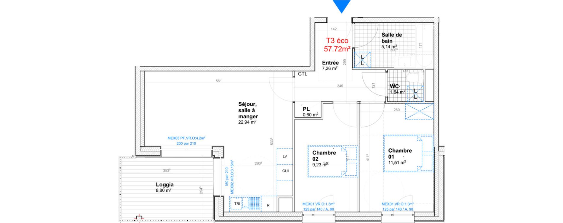 Appartement T3 de 57,72 m2 &agrave; Gif-Sur-Yvette Moulon vatonne centre