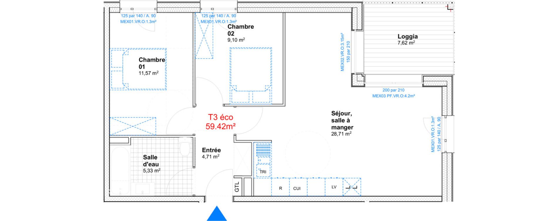 Appartement T3 de 59,42 m2 &agrave; Gif-Sur-Yvette Moulon vatonne centre
