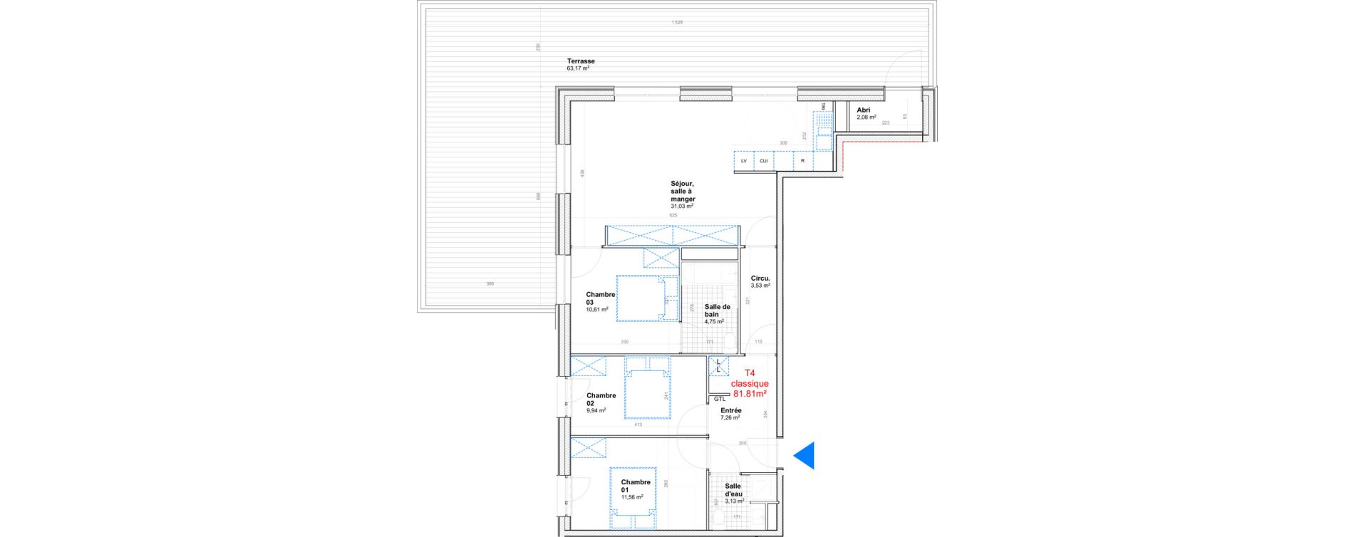 Appartement T4 de 81,81 m2 &agrave; Gif-Sur-Yvette Moulon vatonne centre
