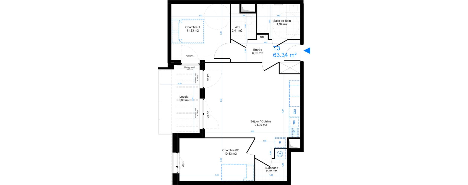 Appartement T3 de 63,34 m2 &agrave; Gif-Sur-Yvette Moulon vatonne centre