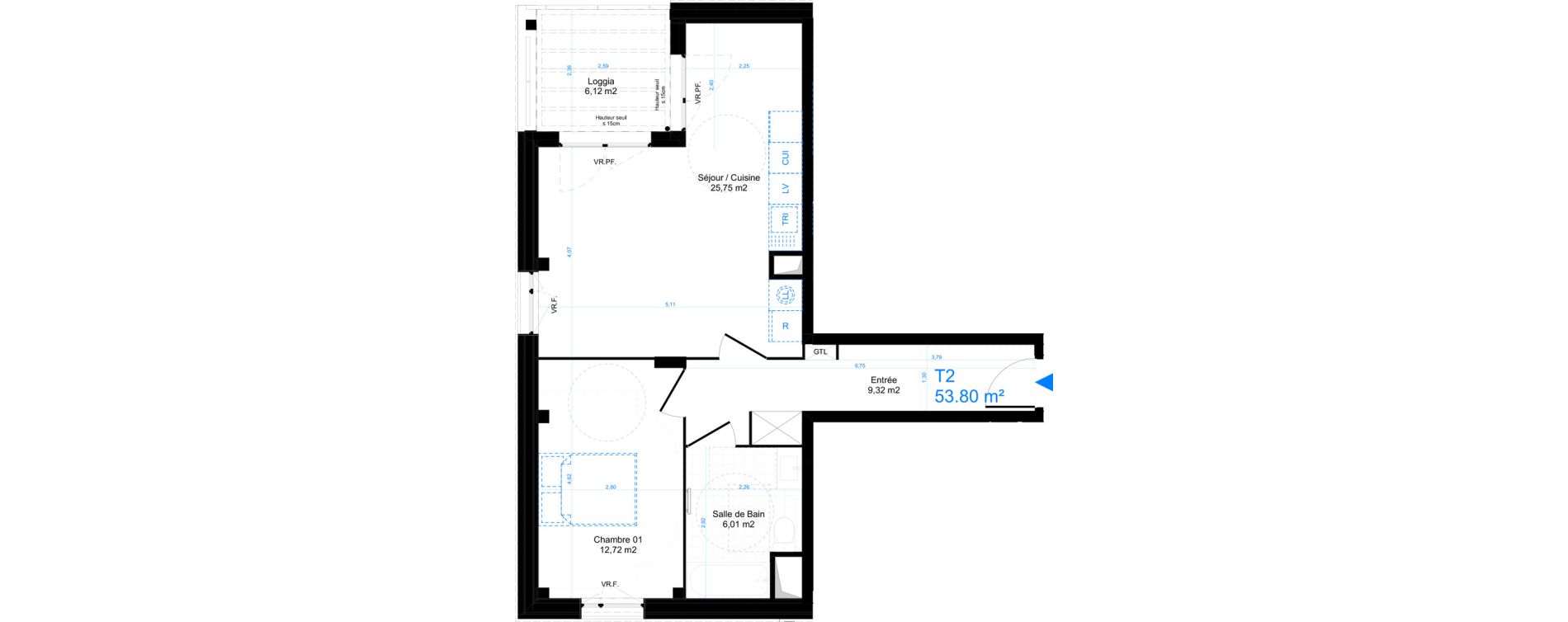 Appartement T2 de 53,80 m2 &agrave; Gif-Sur-Yvette Moulon vatonne centre