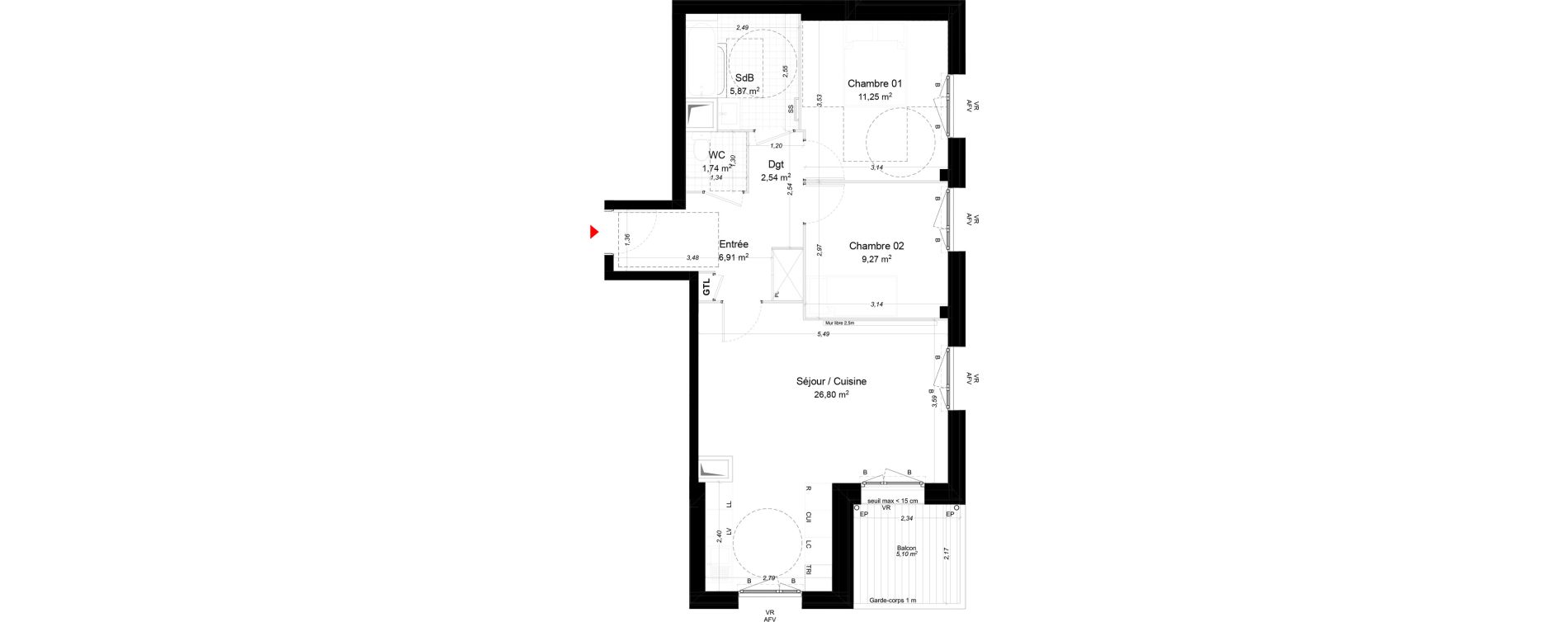 Appartement T3 de 64,38 m2 &agrave; Gif-Sur-Yvette Moulon vatonne centre