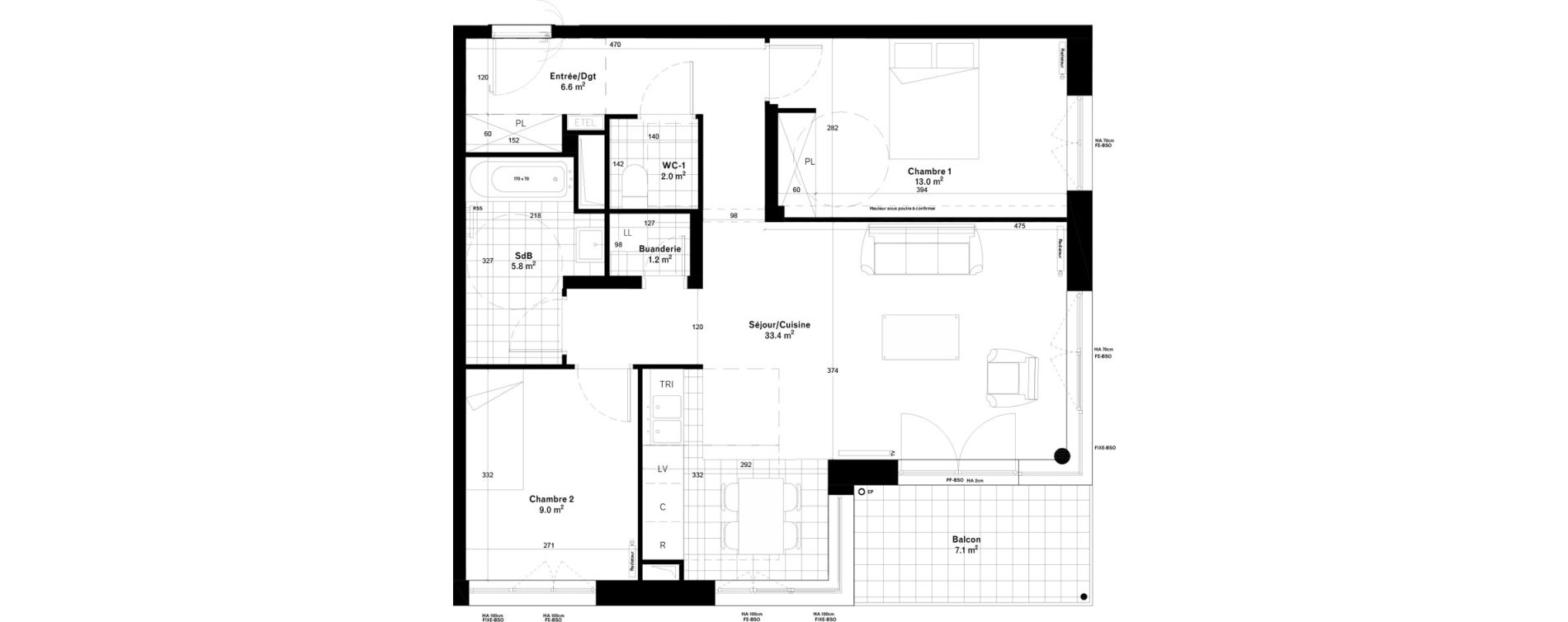 Appartement T3 de 71,00 m2 &agrave; Gif-Sur-Yvette Moulon vatonne centre