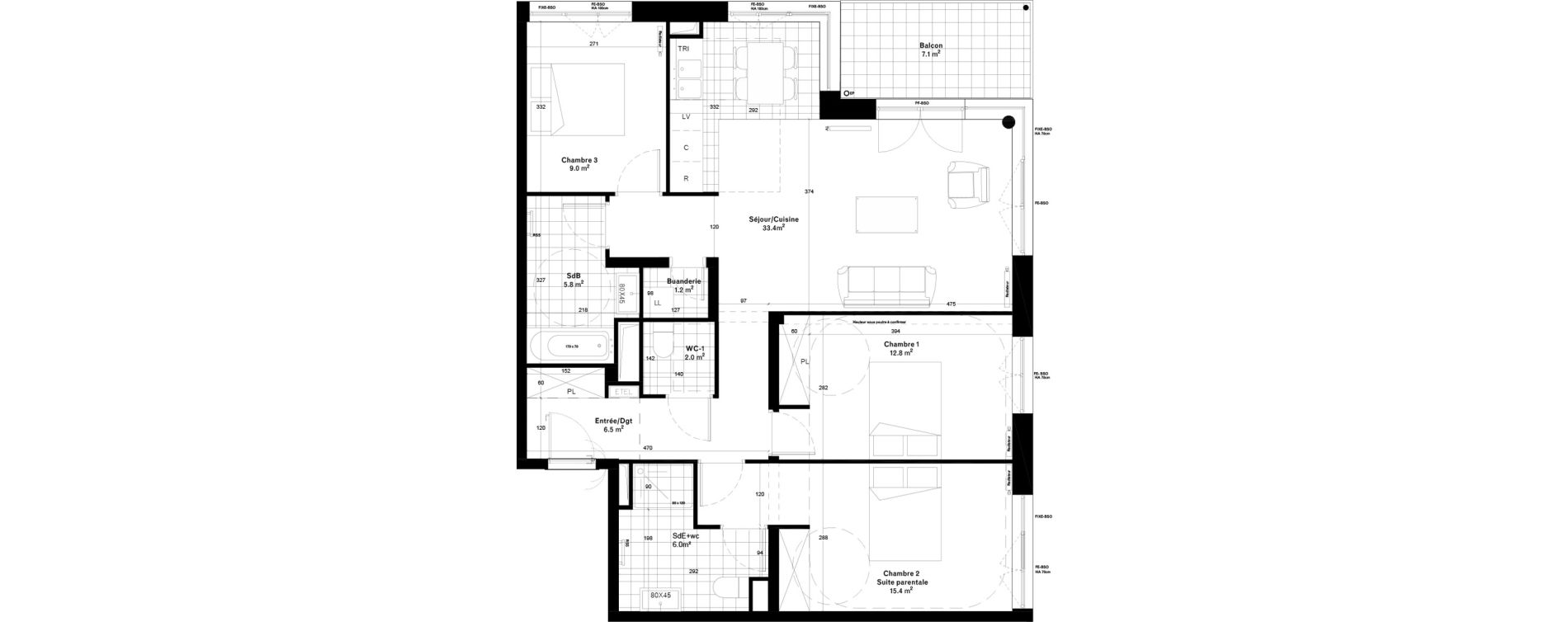Appartement T4 de 92,10 m2 &agrave; Gif-Sur-Yvette Moulon vatonne centre