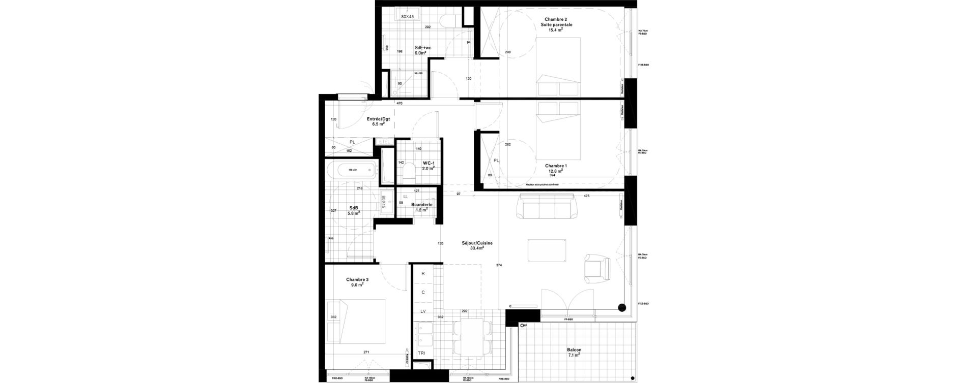 Appartement T4 de 92,10 m2 &agrave; Gif-Sur-Yvette Moulon vatonne centre