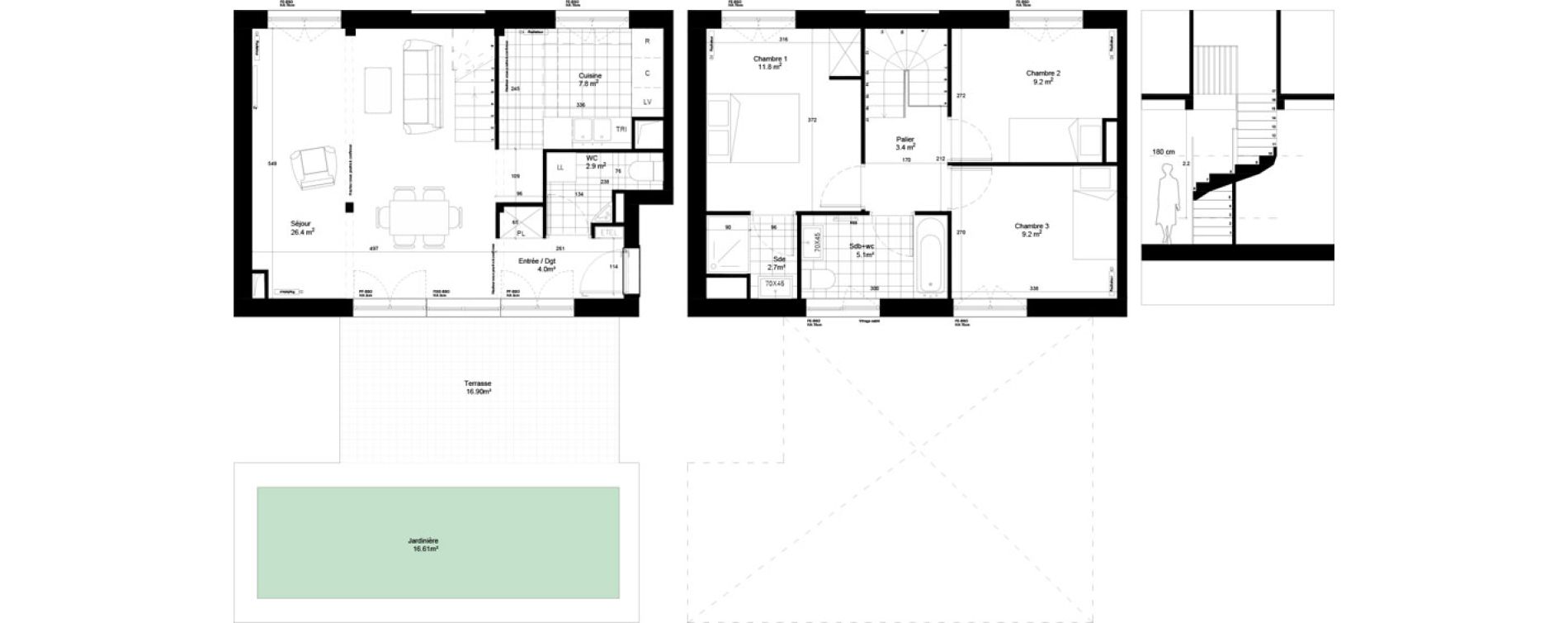Duplex T4 de 82,50 m2 &agrave; Gif-Sur-Yvette Moulon vatonne centre