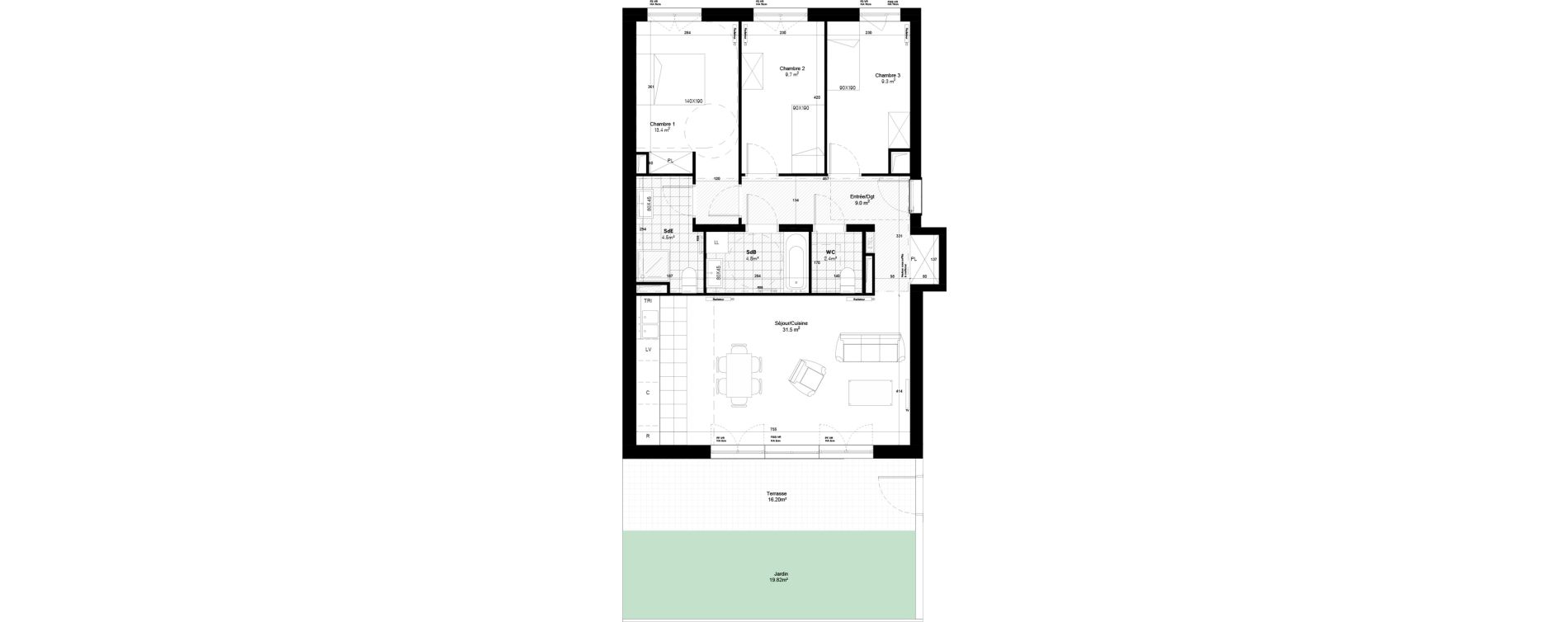 Appartement T4 de 84,70 m2 &agrave; Gif-Sur-Yvette Moulon vatonne centre