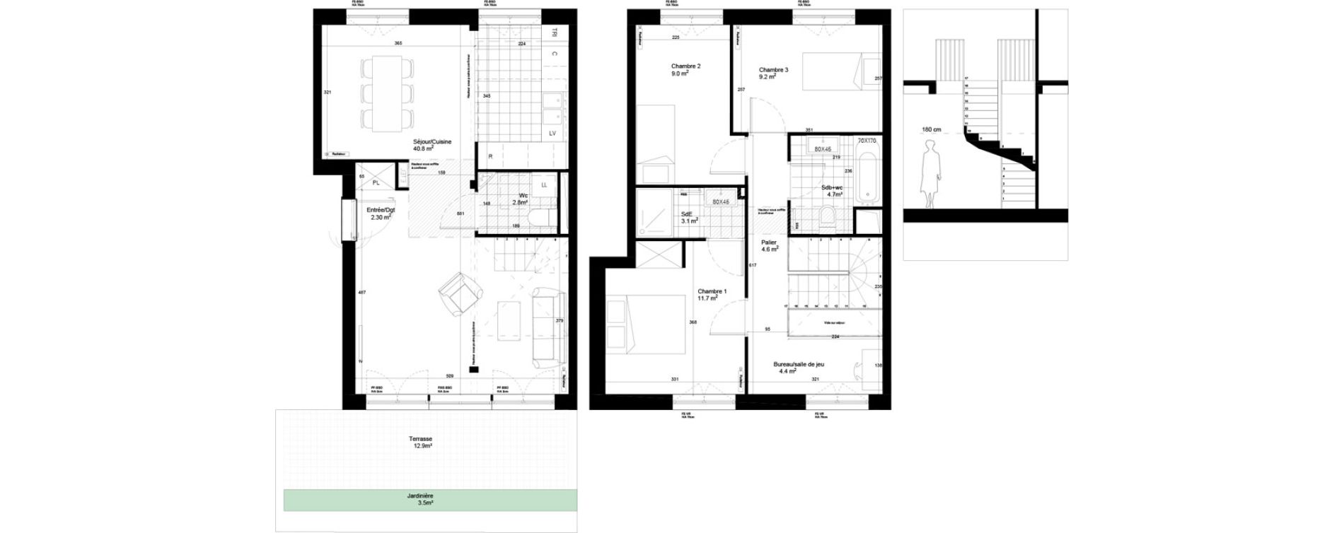 Duplex T4 de 92,70 m2 &agrave; Gif-Sur-Yvette Moulon vatonne centre