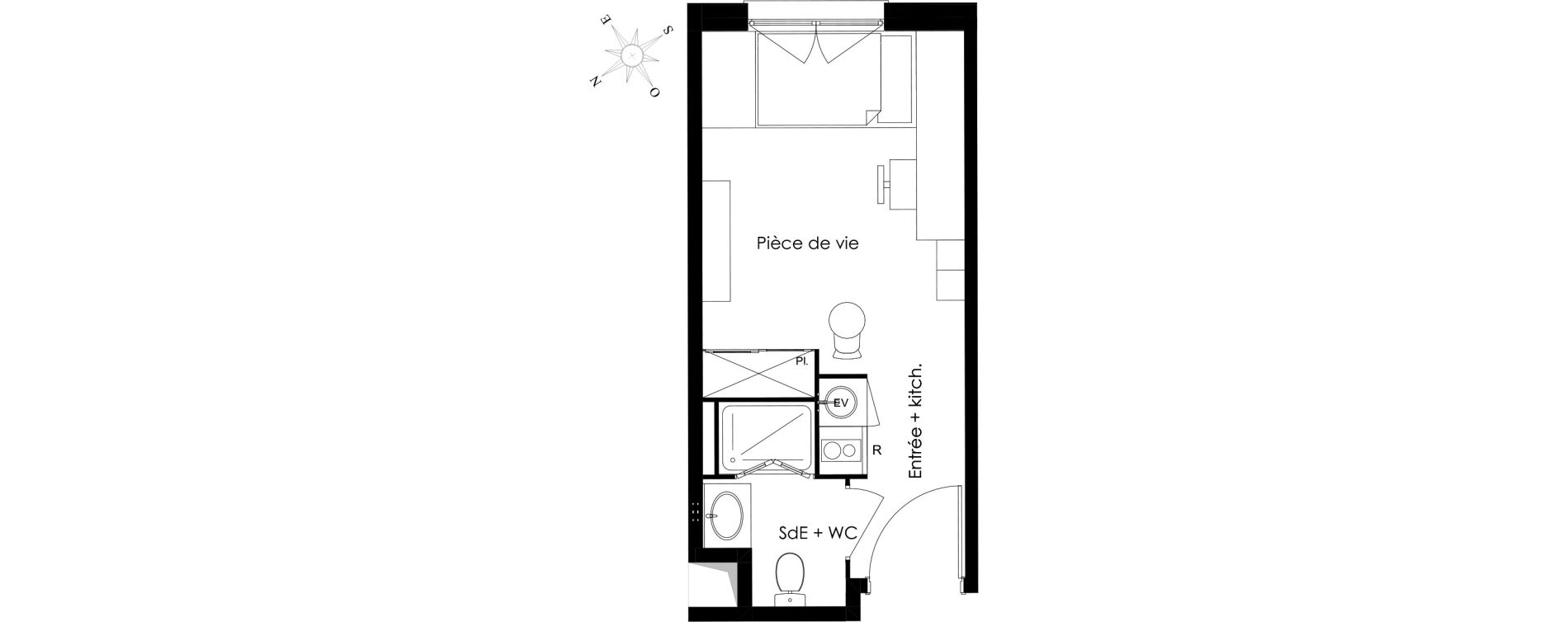 Appartement T1 meubl&eacute; de 22,01 m2 &agrave; Gif-Sur-Yvette Courcelles