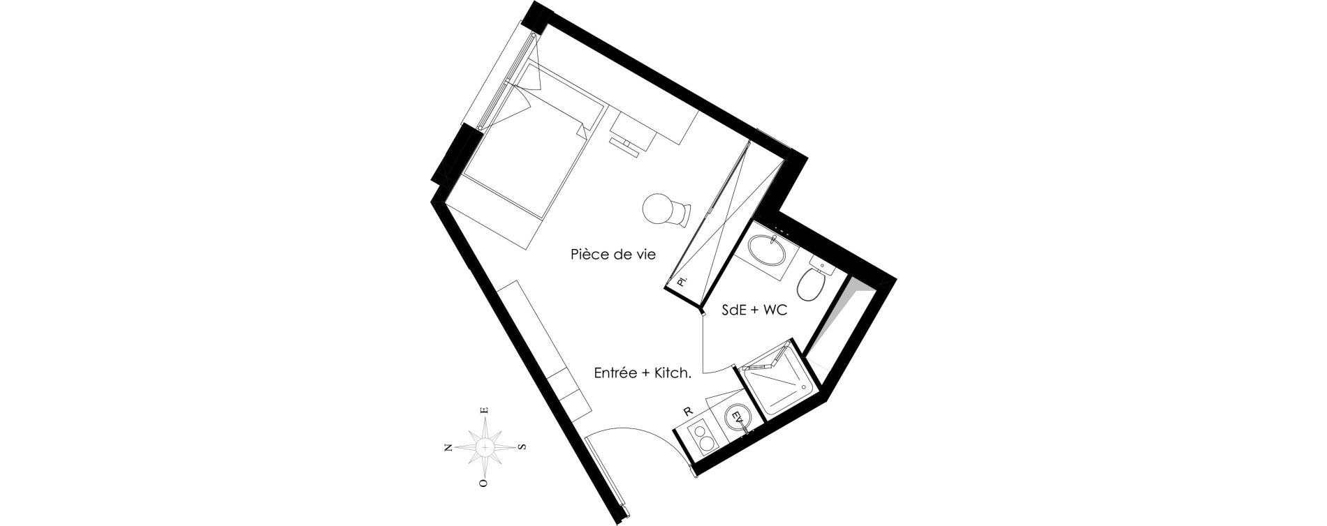Appartement T1 meubl&eacute; de 23,99 m2 &agrave; Gif-Sur-Yvette Courcelles
