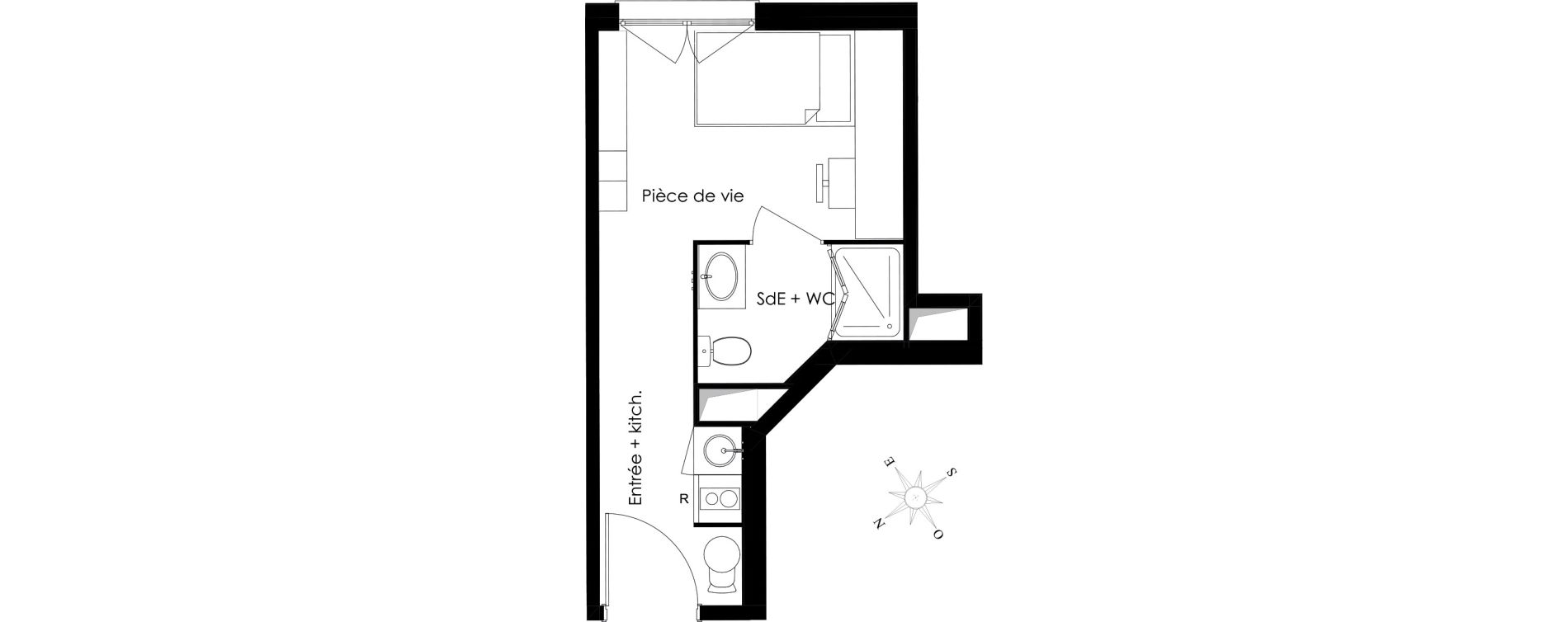 Appartement T1 meubl&eacute; de 20,41 m2 &agrave; Gif-Sur-Yvette Courcelles