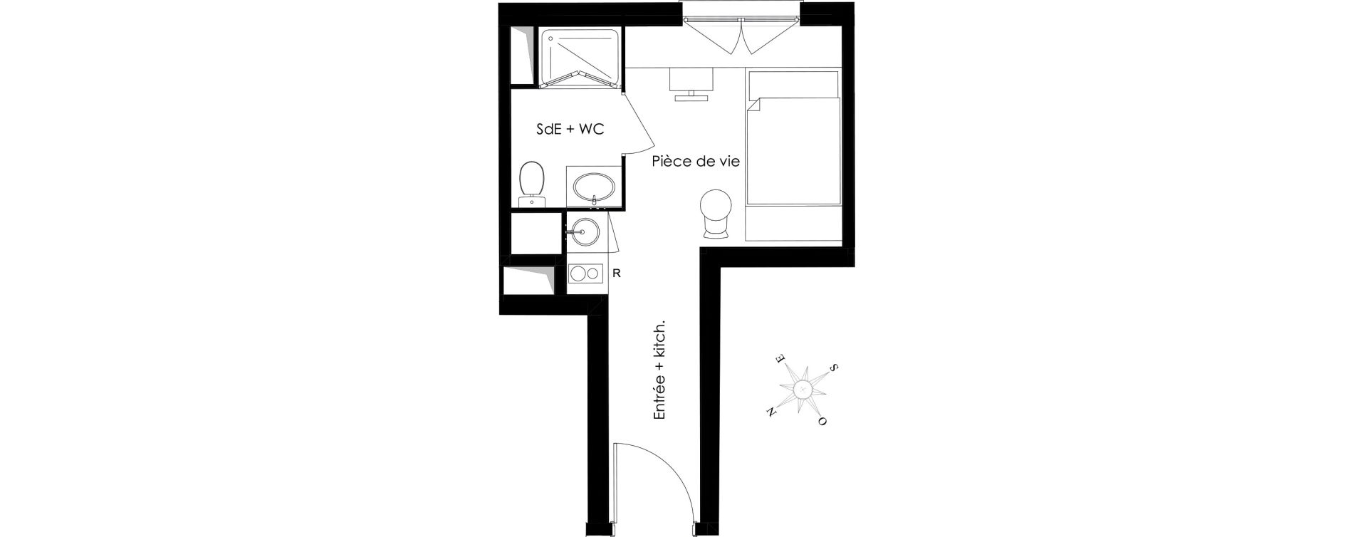 Appartement T1 meubl&eacute; de 19,94 m2 &agrave; Gif-Sur-Yvette Courcelles
