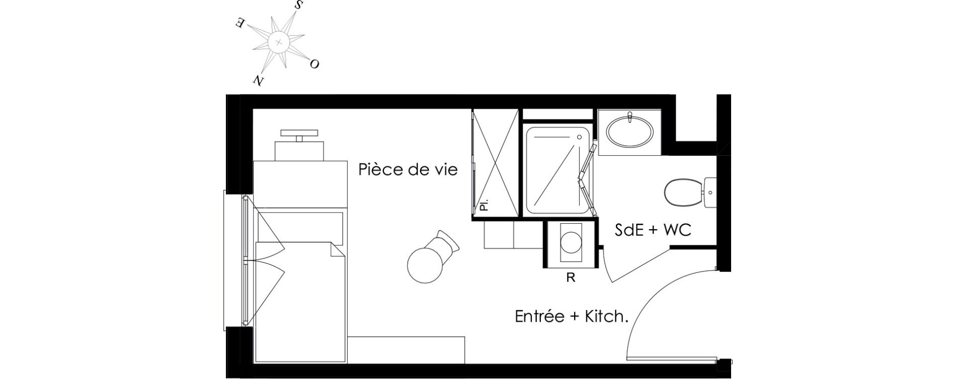 Appartement T1 meubl&eacute; de 18,51 m2 &agrave; Gif-Sur-Yvette Courcelles