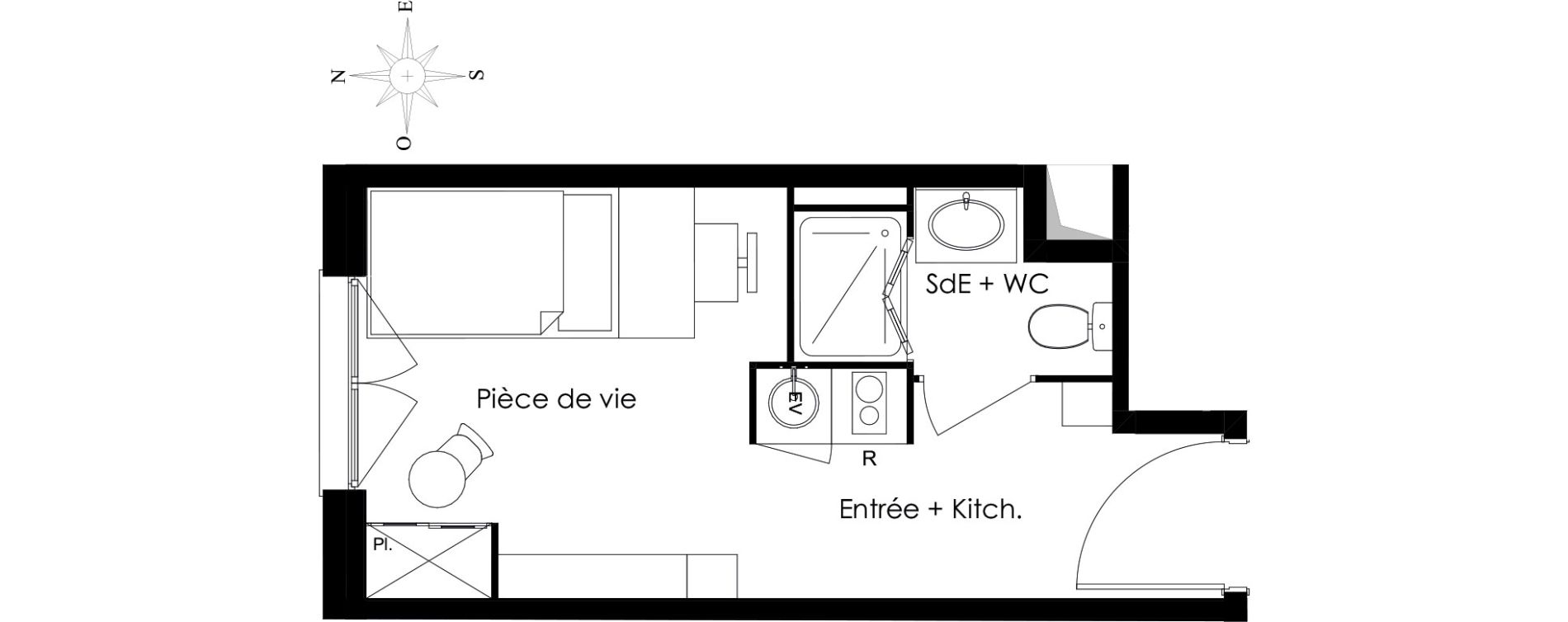 Appartement T1 meubl&eacute; de 19,66 m2 &agrave; Gif-Sur-Yvette Courcelles