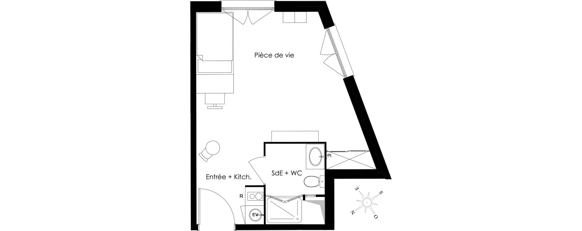 Appartement T1 meubl&eacute; de 30,80 m2 &agrave; Gif-Sur-Yvette Courcelles