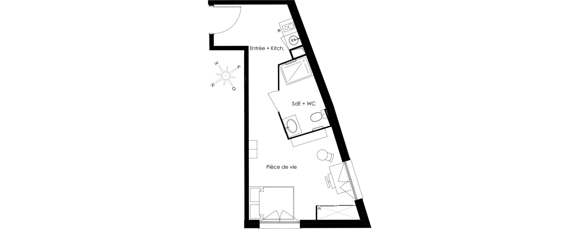 Appartement T1 meubl&eacute; de 31,35 m2 &agrave; Gif-Sur-Yvette Courcelles