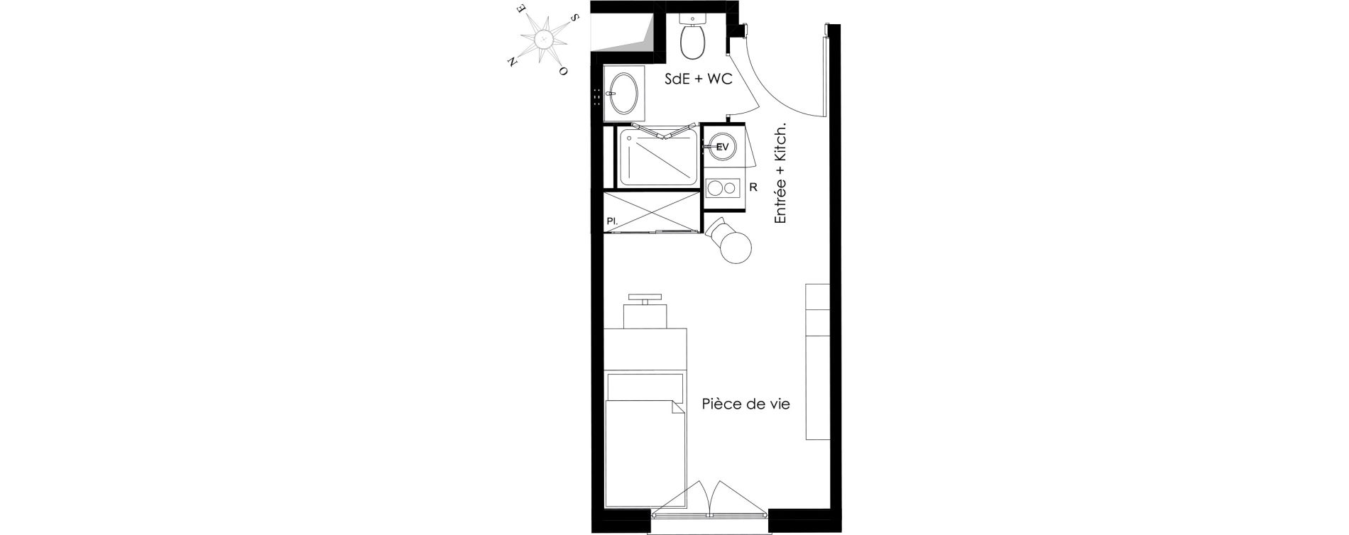 Appartement T1 meubl&eacute; de 21,80 m2 &agrave; Gif-Sur-Yvette Courcelles