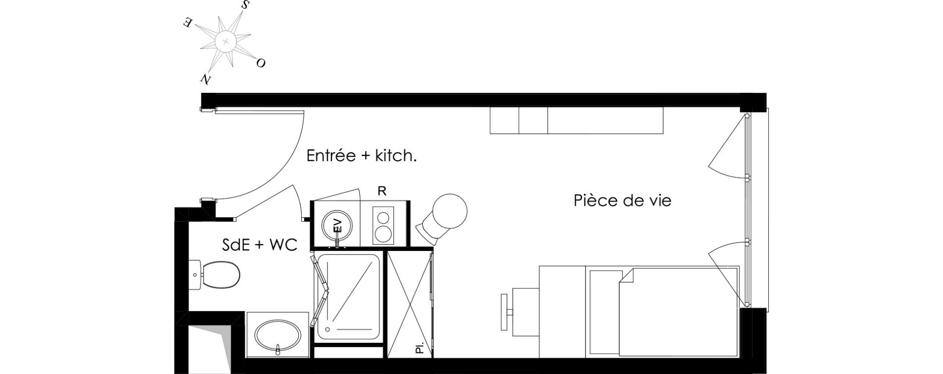 Appartement T1 meubl&eacute; de 22,02 m2 &agrave; Gif-Sur-Yvette Courcelles