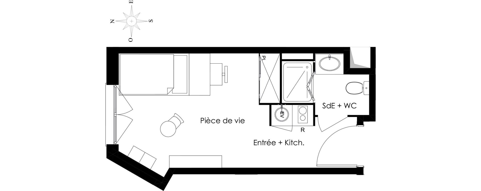 Studio meubl&eacute; de 21,88 m2 &agrave; Gif-Sur-Yvette Courcelles