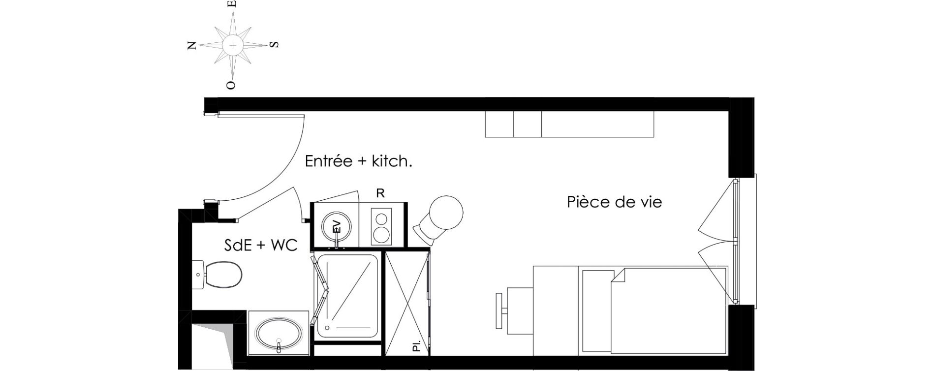 Studio meubl&eacute; de 22,02 m2 &agrave; Gif-Sur-Yvette Courcelles