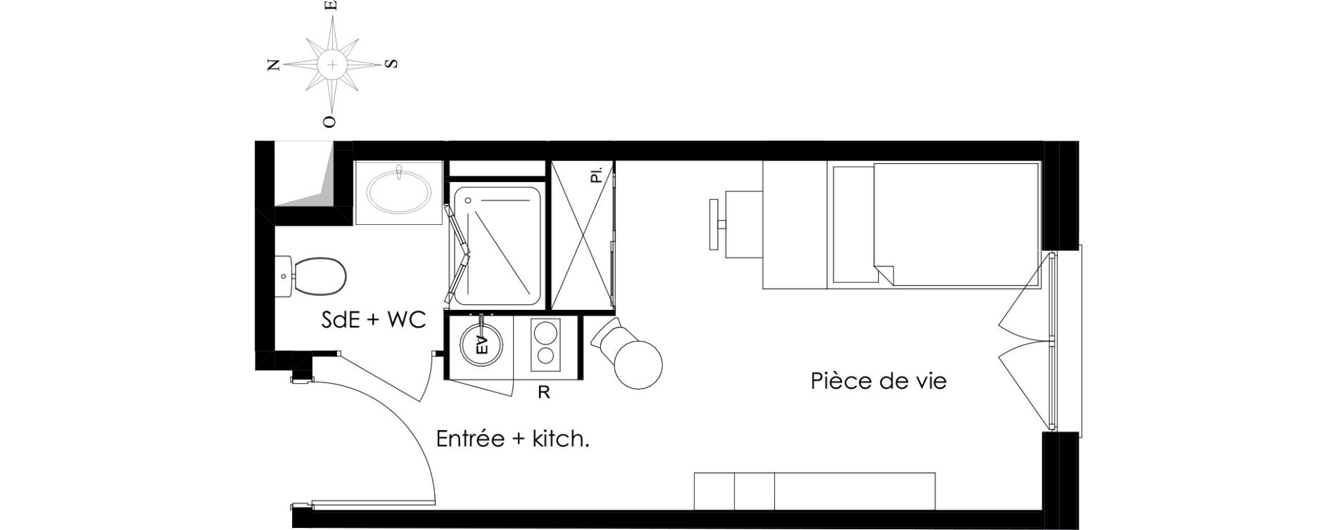 Studio meubl&eacute; de 22,02 m2 &agrave; Gif-Sur-Yvette Courcelles