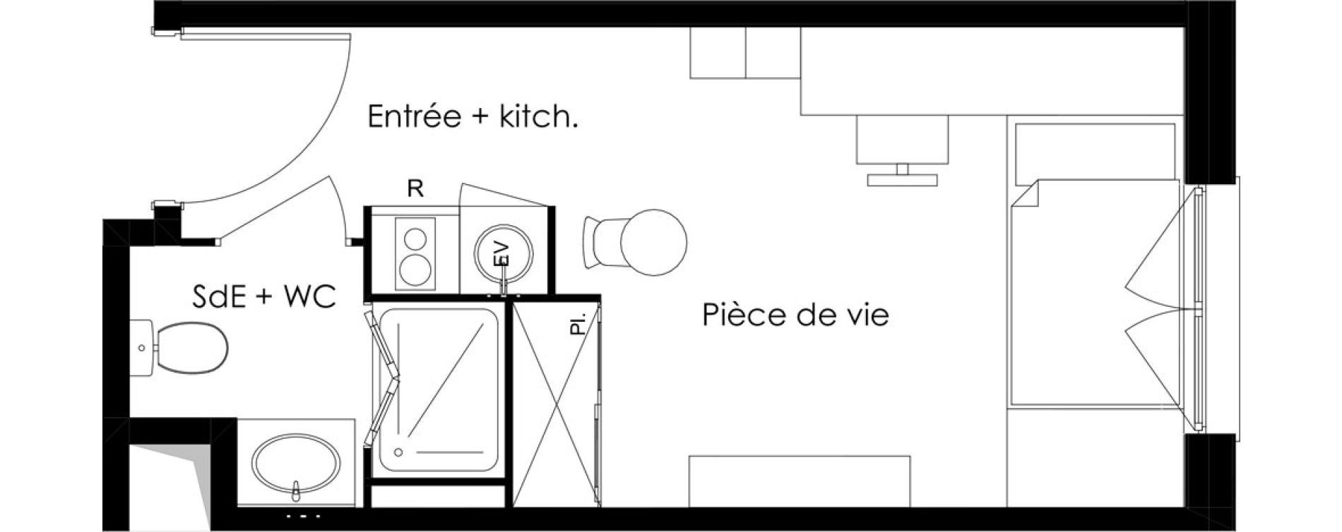 Studio meubl&eacute; de 22,01 m2 &agrave; Gif-Sur-Yvette Courcelles