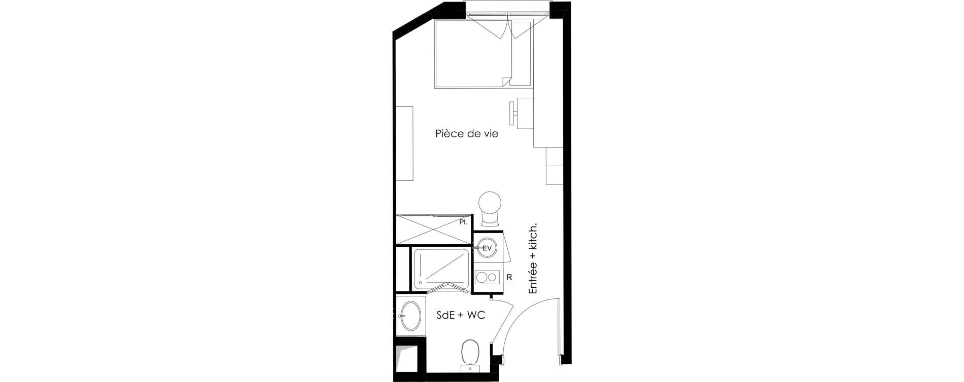 Studio meubl&eacute; de 22,59 m2 &agrave; Gif-Sur-Yvette Courcelles