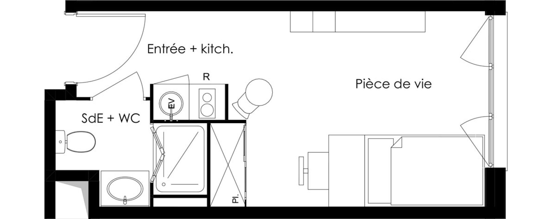 Studio meubl&eacute; de 22,02 m2 &agrave; Gif-Sur-Yvette Courcelles