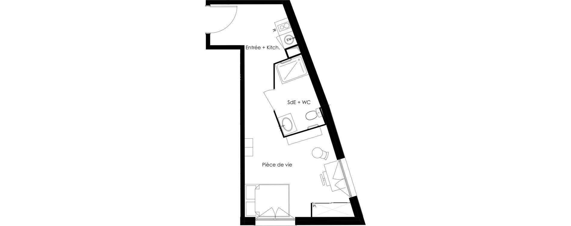 Studio meubl&eacute; de 31,35 m2 &agrave; Gif-Sur-Yvette Courcelles