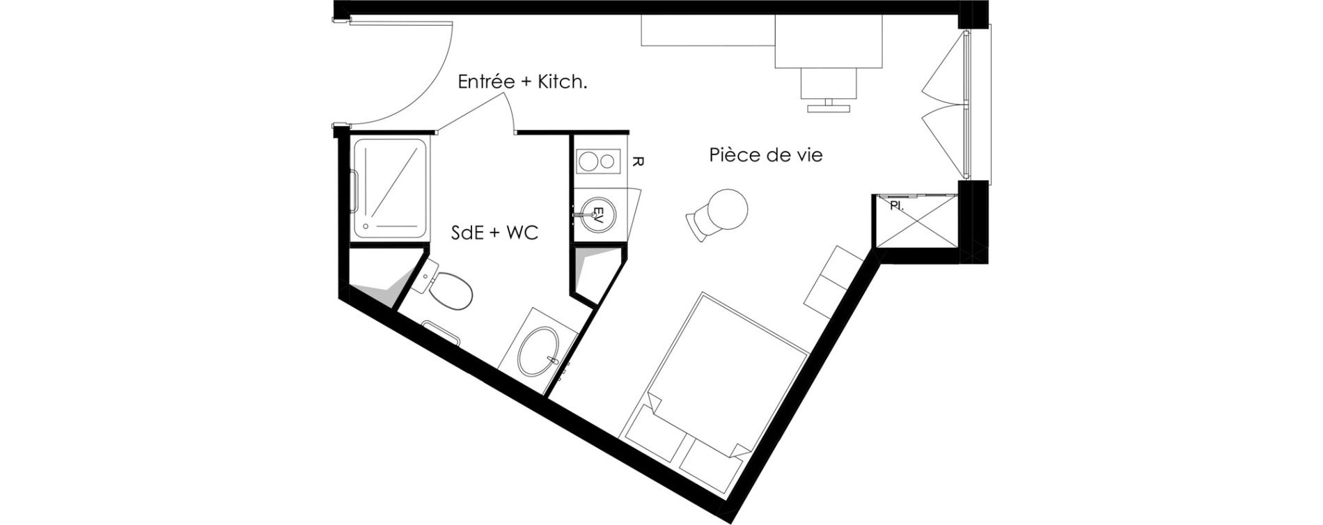 Studio meubl&eacute; de 25,79 m2 &agrave; Gif-Sur-Yvette Courcelles