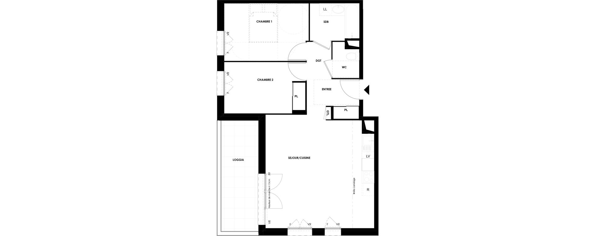 Appartement T3 de 62,10 m2 &agrave; Grigny Coeur de ville - r&eacute;publique