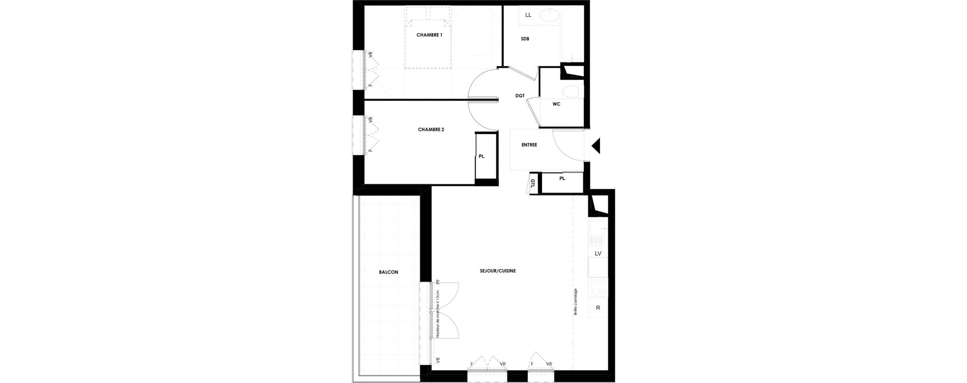 Appartement T3 de 62,10 m2 &agrave; Grigny Coeur de ville - r&eacute;publique