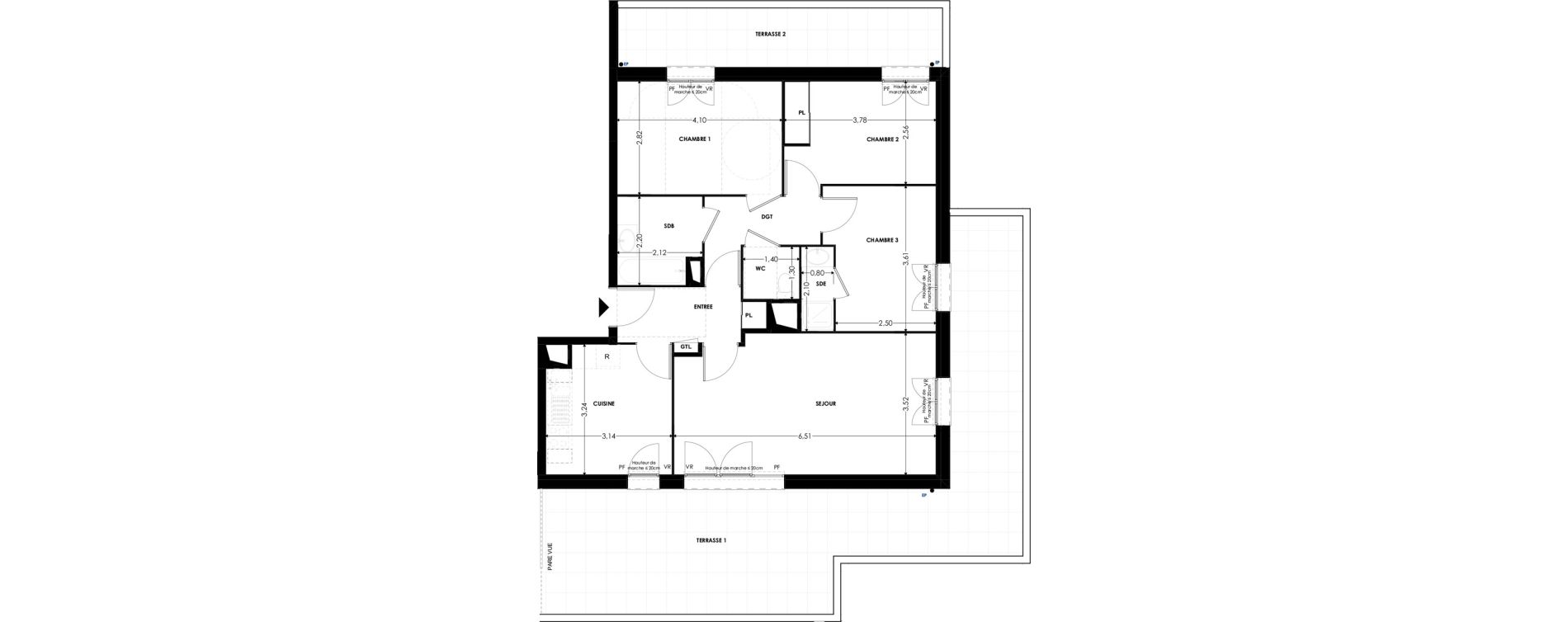 Appartement T4 de 79,90 m2 &agrave; Grigny Coeur de ville - r&eacute;publique