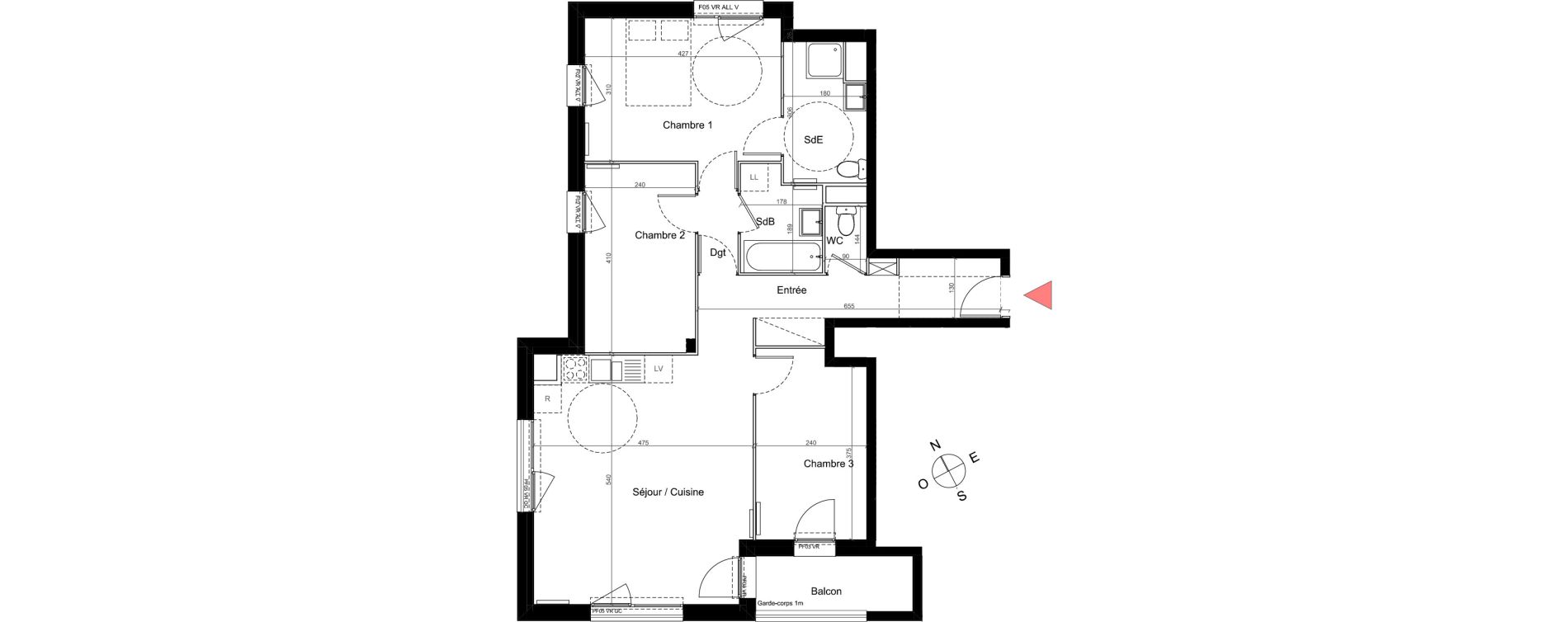 Appartement T4 de 78,38 m2 &agrave; Grigny Village