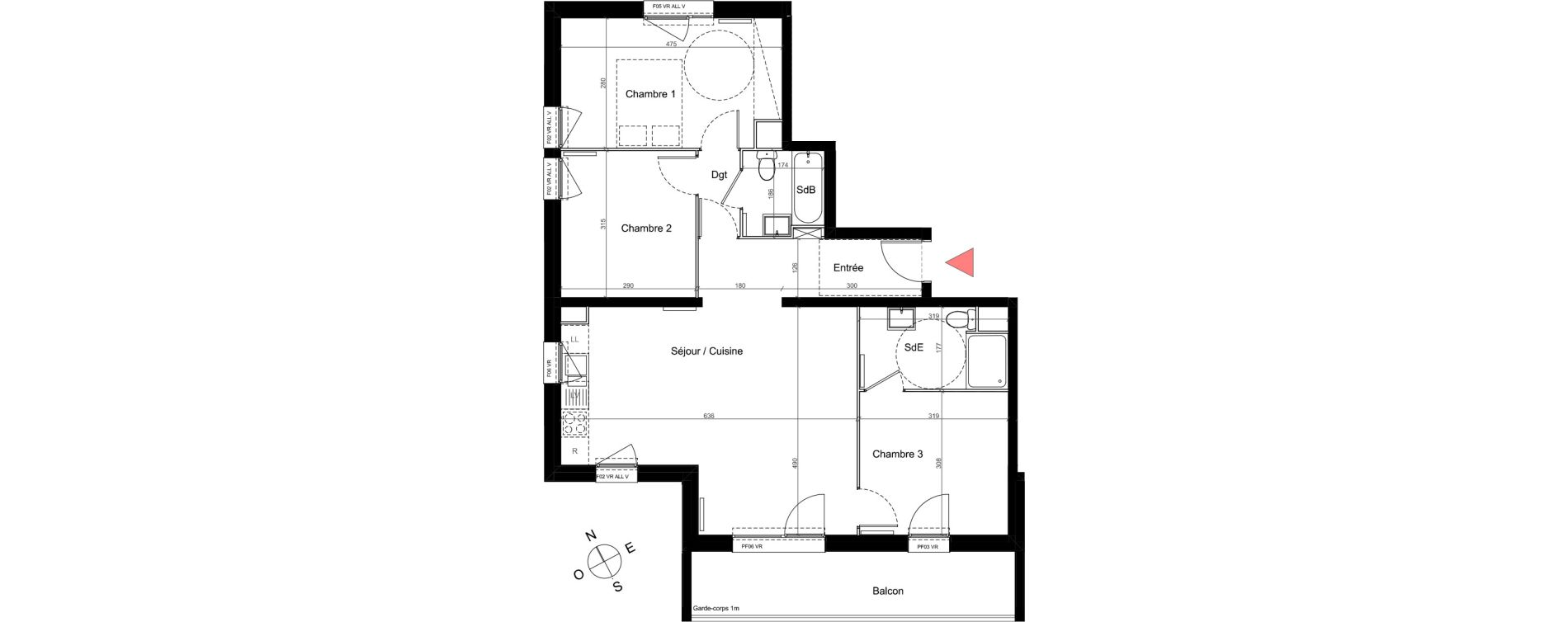 Appartement T4 de 74,42 m2 &agrave; Grigny Village